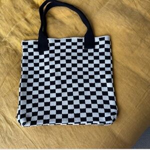 Checkered Black and White Tote Bag